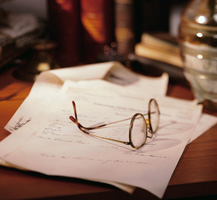 documents and glasses