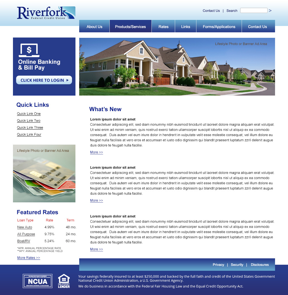 RiverFork Federal Credit Union Home page